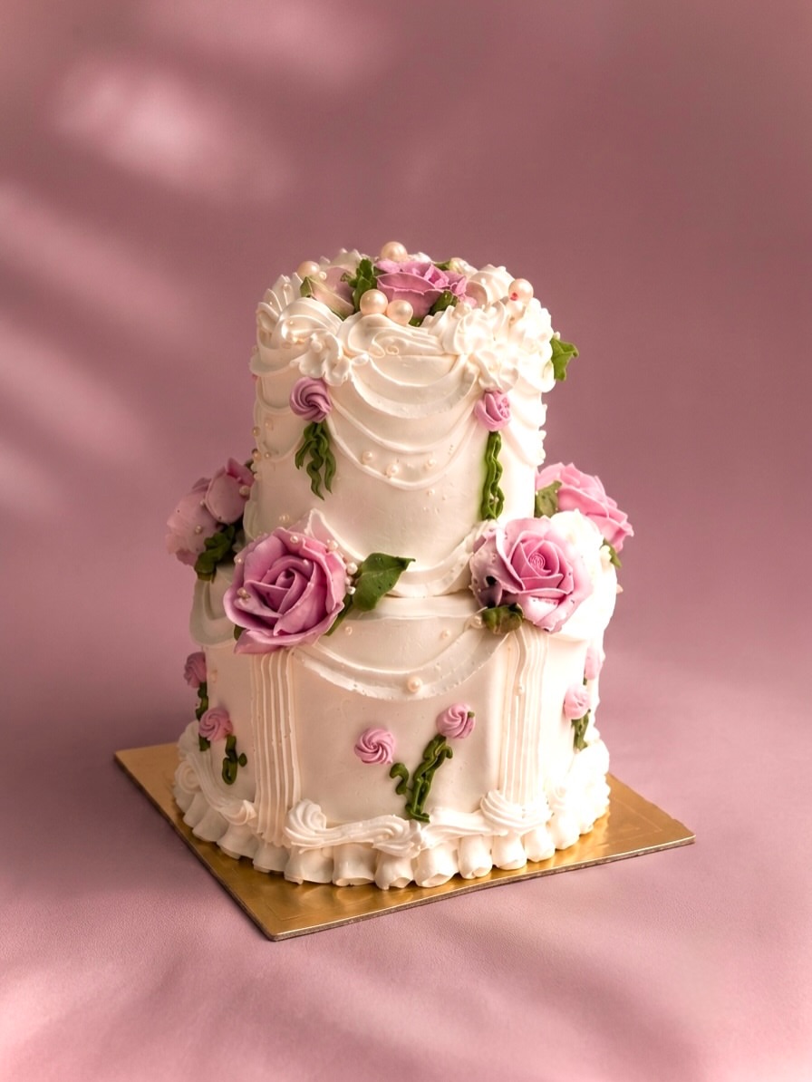 She's The Moment - Two-Tier Vintage Lambeth Cake by Your Huckleberry